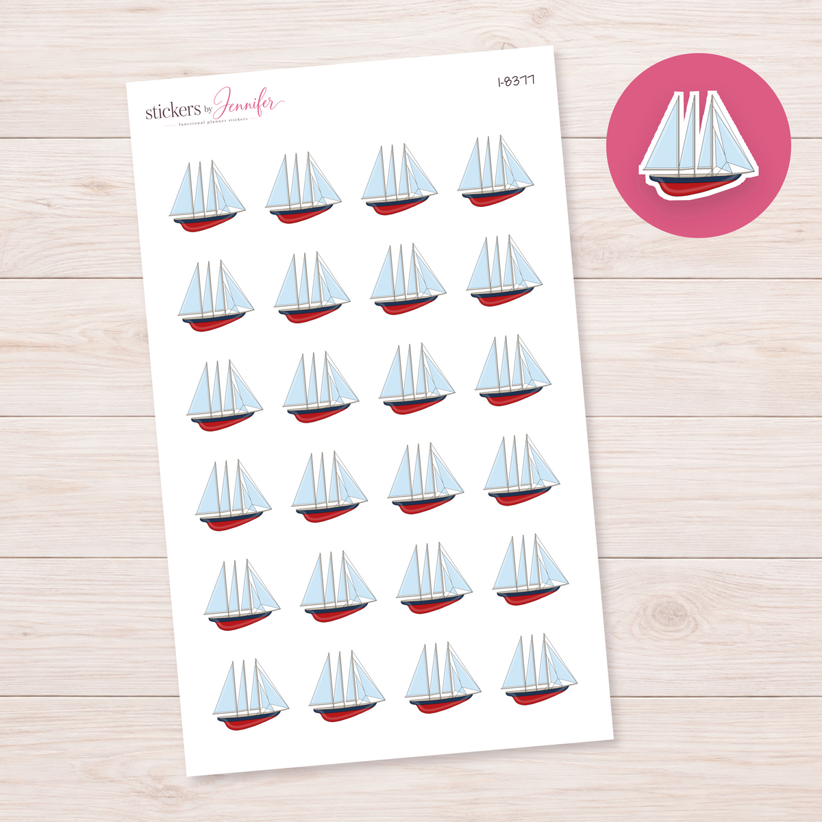 Blue-Sail Boat Planner Stickers | I-8377