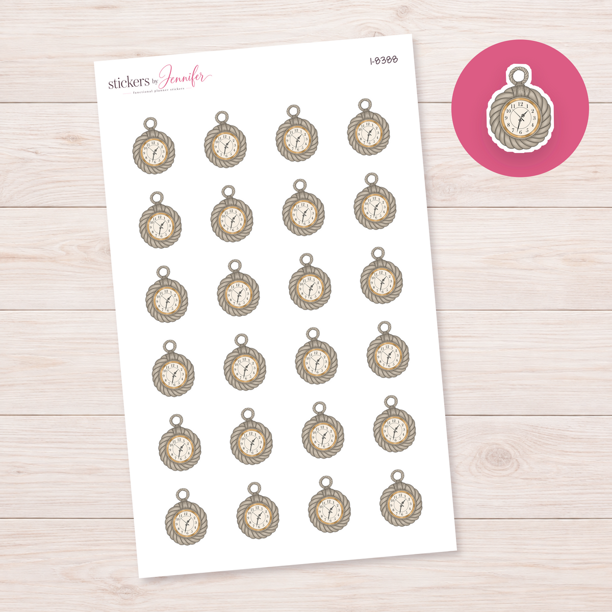 Rope-Framed Clock Planner Stickers | I-8388