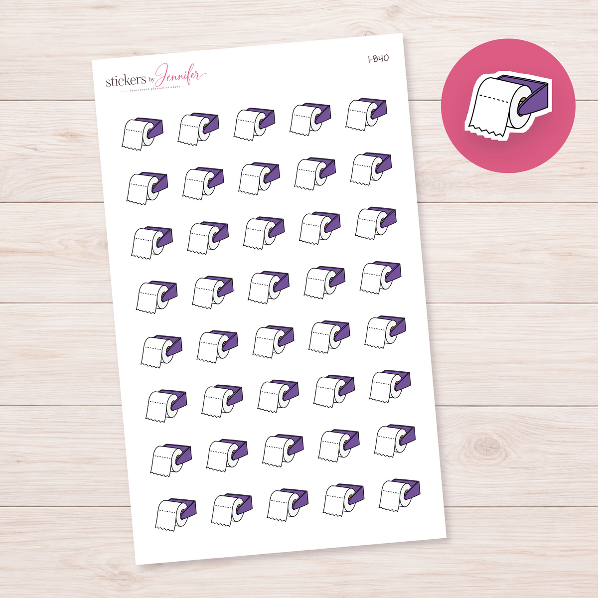 Purple Toilet Paper Holder Planner Stickers | I-840