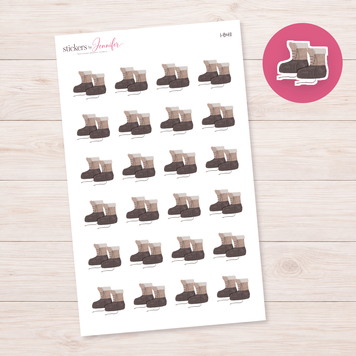 Winter Lace-Up Boots Planner Stickers | I-8411