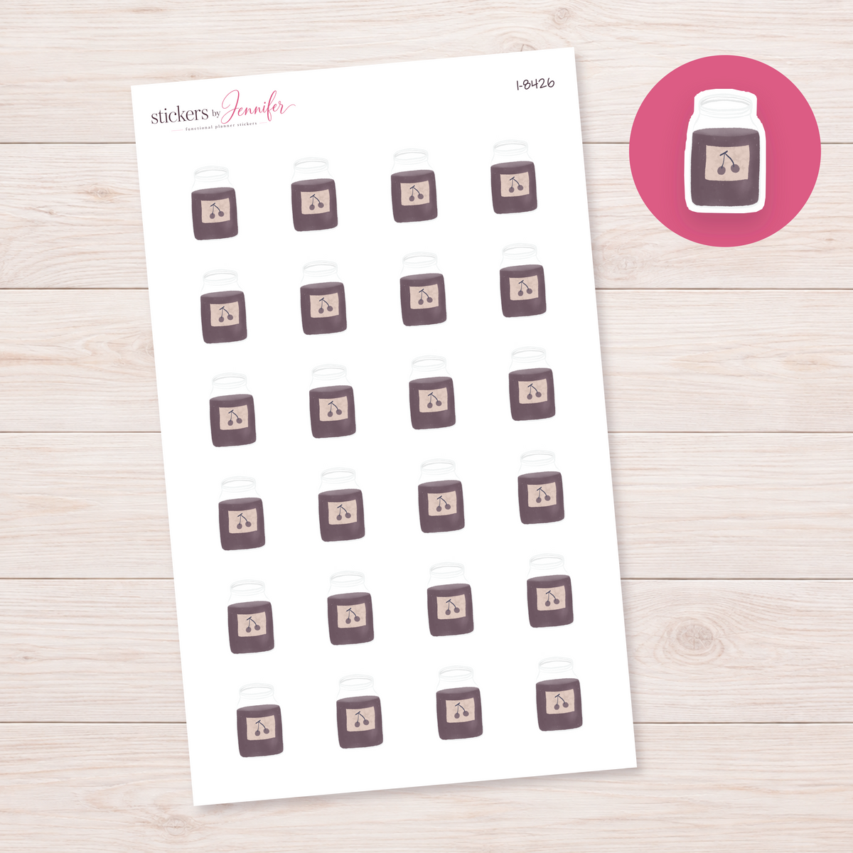 Cherry Jam Jar Planner Stickers | I-8426