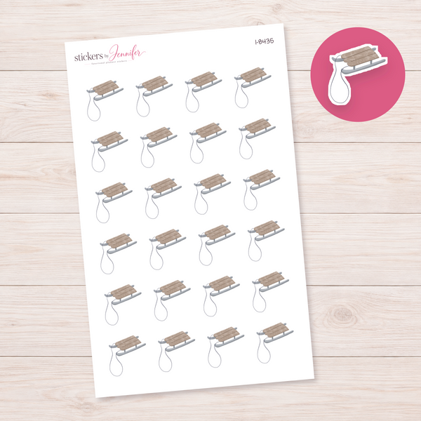 Wooden Sled Planner Stickers | I-8435