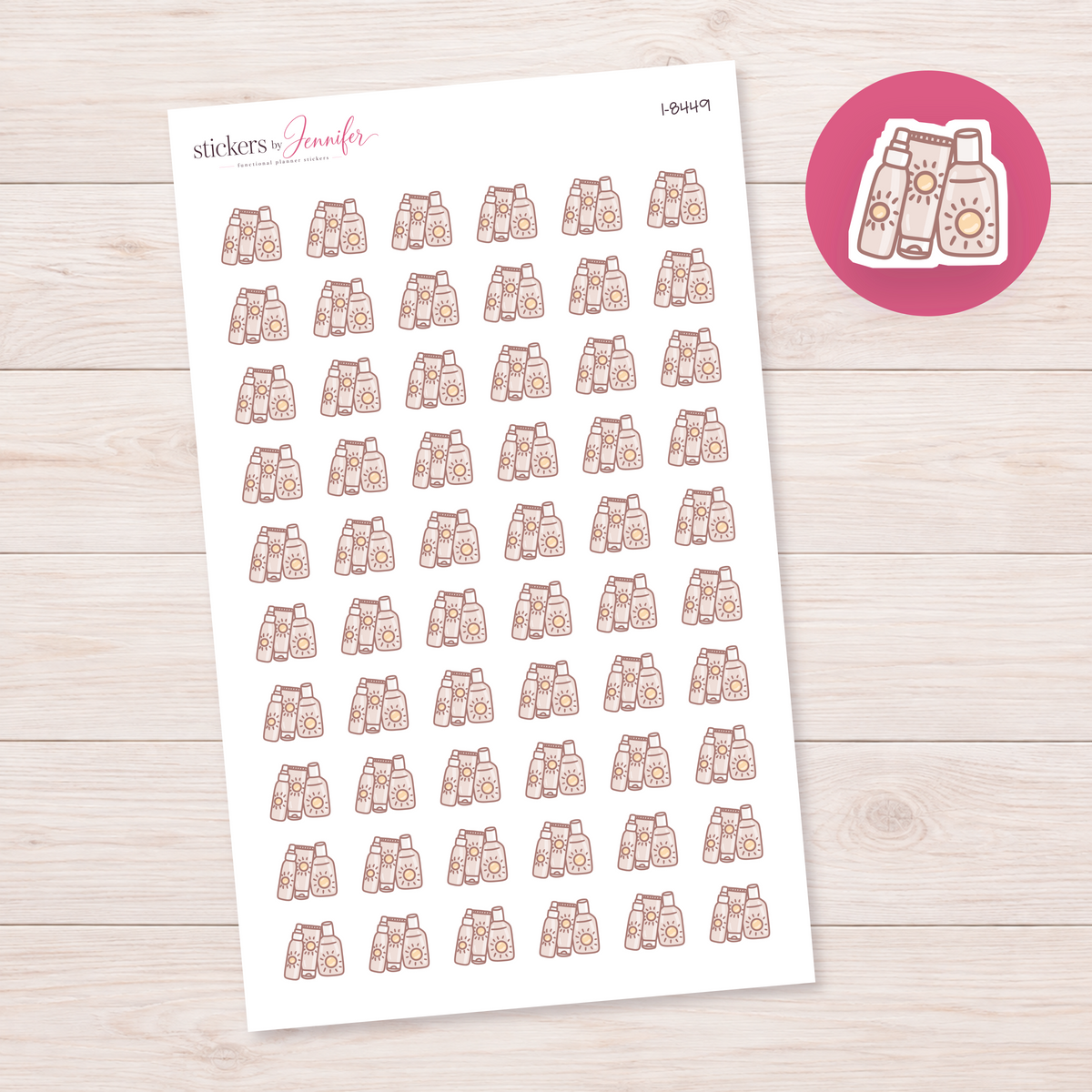 Sunscreen Bottles Planner Stickers | I-8449