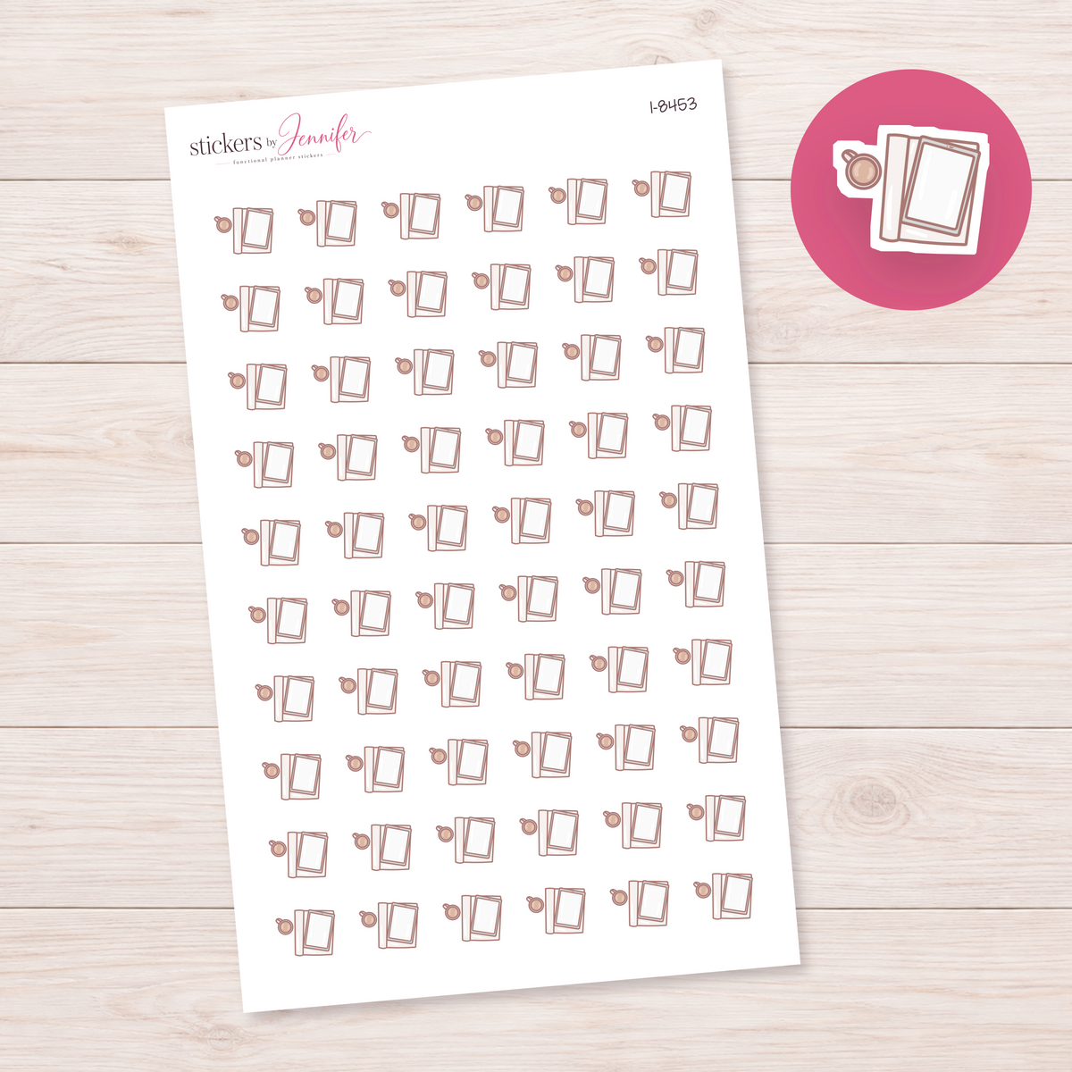 Reading Books and Coffee Cup Planner Stickers | I-8453