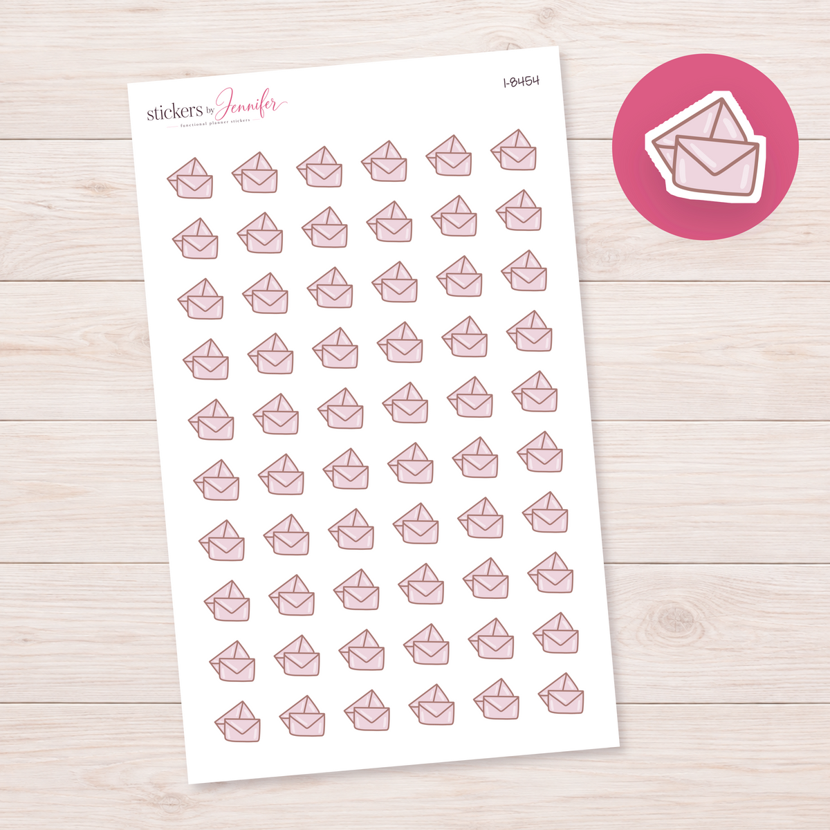 Open Pink Envelope Planner Stickers | I-8454