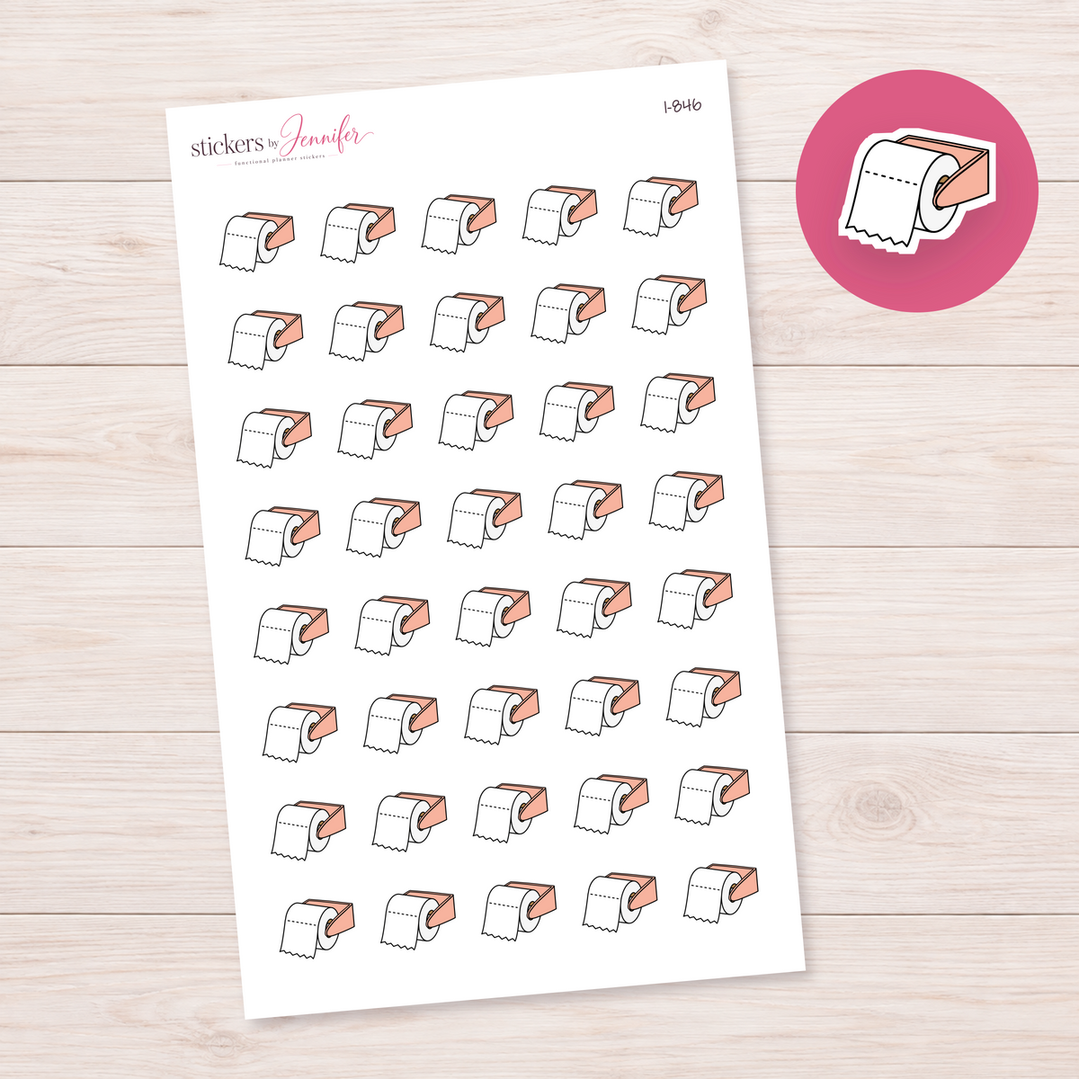 Peach Toilet Paper Holder Planner Stickers | I-846