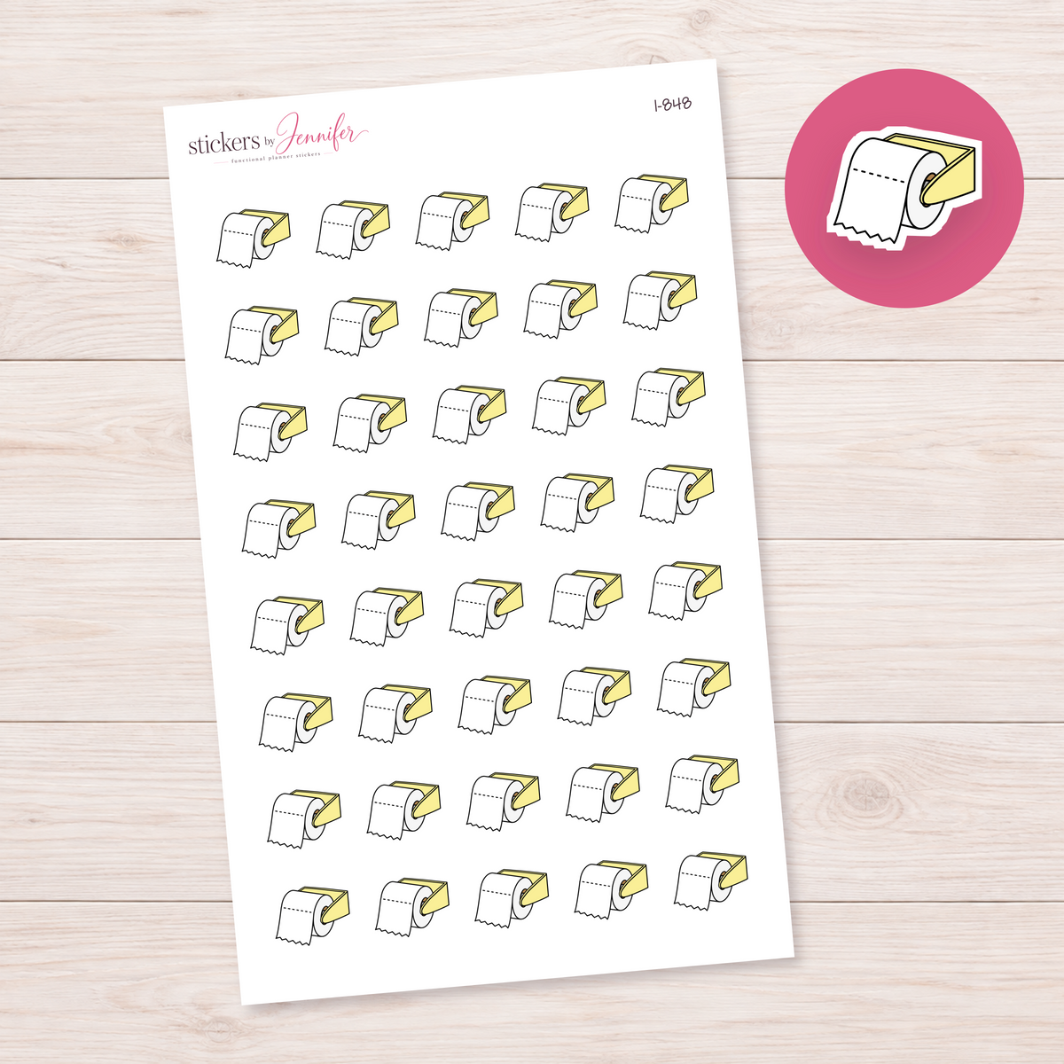 Yellow Toilet Paper Holder Planner Stickers | I-848