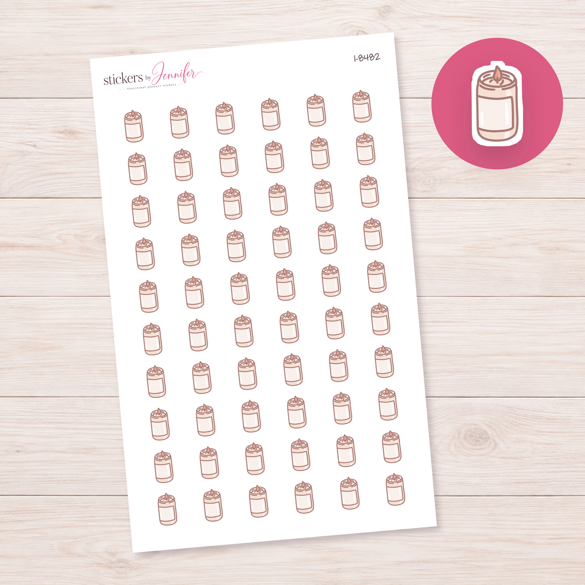 Tall Lit Candle Planner Stickers | I-8482