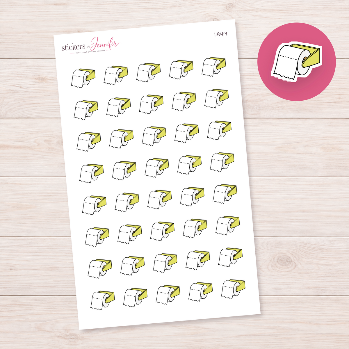 Lime Yellow Toilet Paper Holder Planner Stickers | I-849