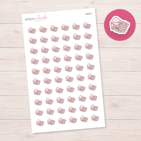 Happy Mail with Hearts Planner Stickers | I-8537