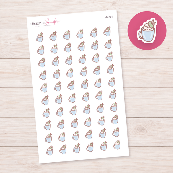 Blue Holiday Cocoa Mug Planner Stickers | I-8557