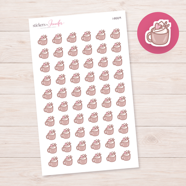 Heart Topped Cocoa Planner Stickers | I-8559