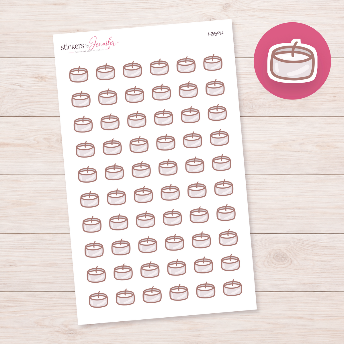 Unlit Tealight Candle Planner Stickers | I-8594