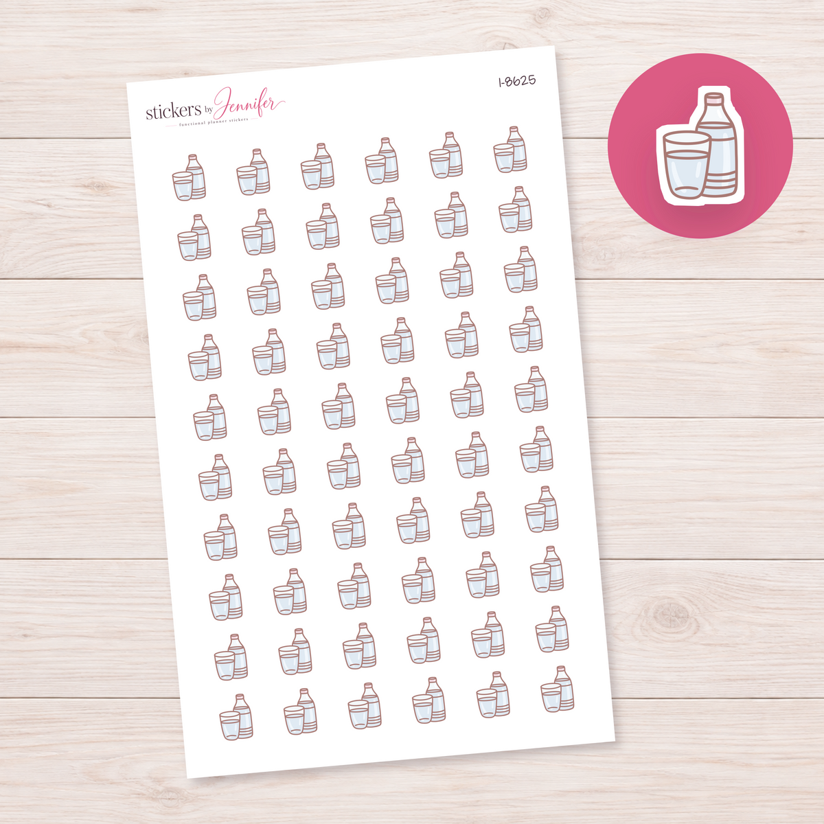Water Bottle and Glass Planner Stickers | I-8625