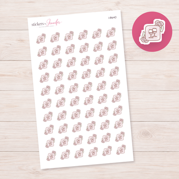 Floral Frame Wine Glasses Planner Stickers | I-8640