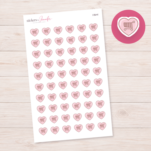 Heart Shopping Cart Planner Stickers | I-8641