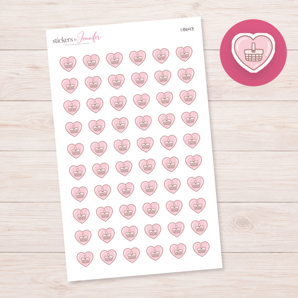 Heart Shopping Basket Planner Stickers | I-8643