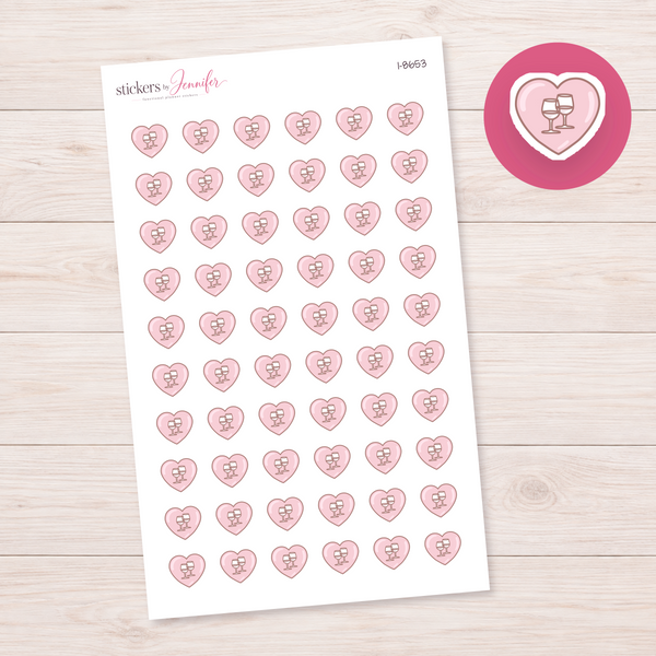 Heart Wine Glasses Planner Stickers | I-8653