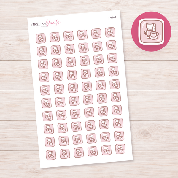 Rounded Square Coffee Maker Planner Stickers | I-8661