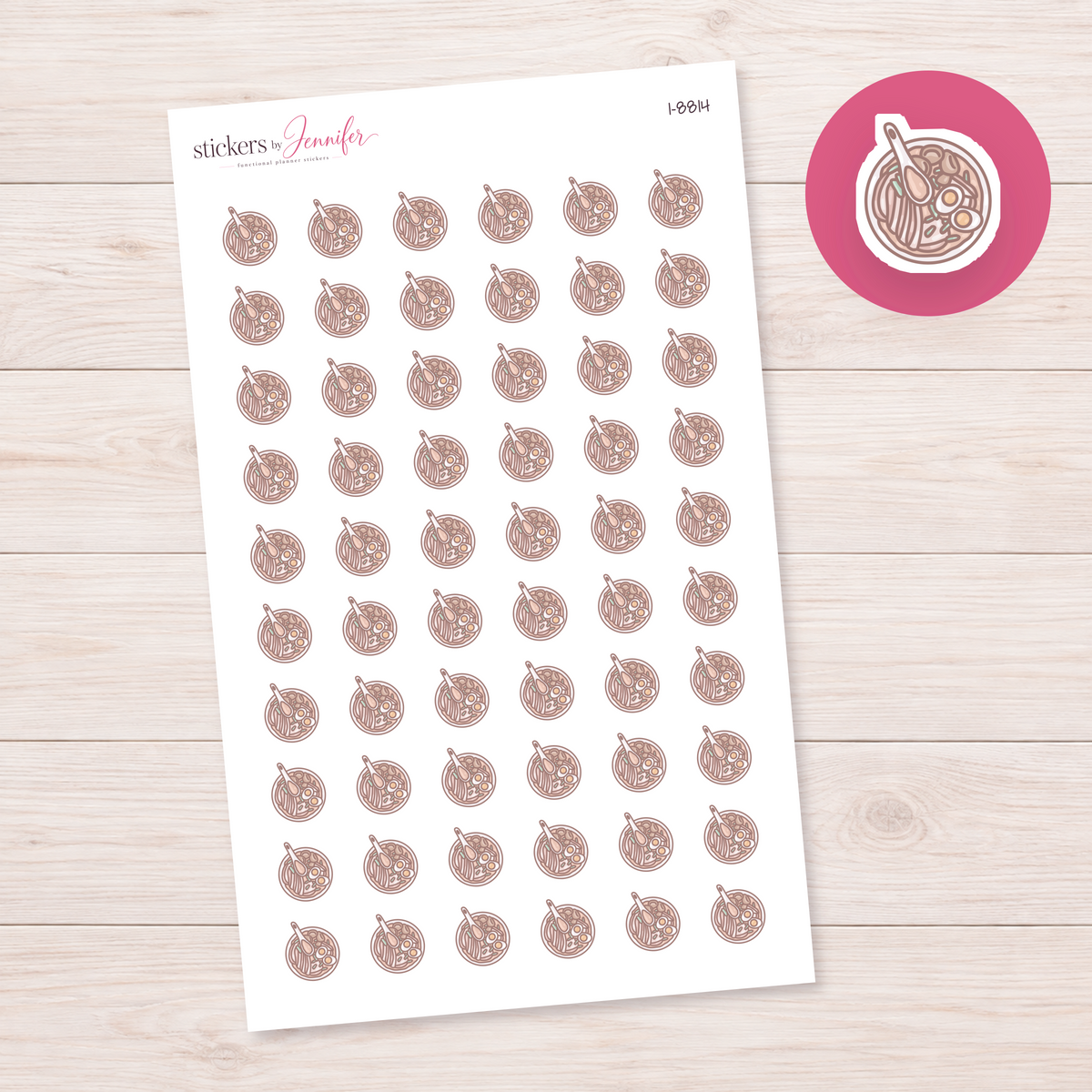 Noodle Soup with Spoon Planner Stickers | I-8814