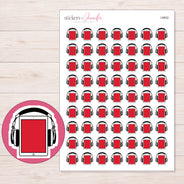 Audiobook Planner Stickers | I-8852 — 5 × 7 inch sheet and enlarged sticker detail