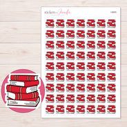Books Planner Stickers | I-8855 — 5 × 7 inch sheet and enlarged sticker detail