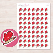 Baking Planner Stickers | I-8856 — 5 × 7 inch sheet and enlarged sticker detail