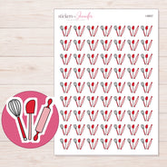 Baking Day Planner Stickers | I-8857 — 5 × 7 inch sheet and enlarged sticker detail