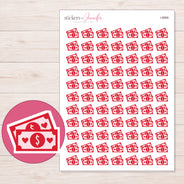 Bill Reminder Planner Stickers | I-8866 — 5 × 7 inch sheet and enlarged sticker detail