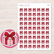 Birthday Gift Planner Stickers | I-8869 — 5 × 7 inch sheet and enlarged sticker detail
