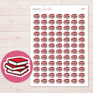 Books Planner Stickers | I-8873 — 5 × 7 inch sheet and enlarged sticker detail