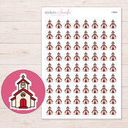 Church Planner Stickers | I-8884 — 5 × 7 inch sheet and enlarged sticker detail