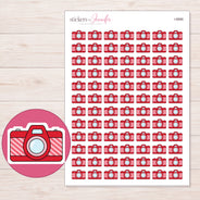 Camera Planner Stickers | I-8886 — 5 × 7 inch sheet and enlarged sticker detail