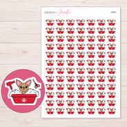 Chihuahua Grooming Planner Stickers | I-8891 — 5 × 7 inch sheet and enlarged sticker detail