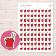 Chinese Takeout Planner Stickers | I-8892 — 5 × 7 inch sheet and enlarged sticker detail