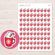 Christmas Hot Chocolate Planner Stickers | I-8893 — 5 × 7 inch sheet and enlarged sticker detail