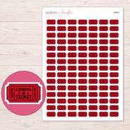 Cinema Ticket Planner Stickers | I-8894 — 5 × 7 inch sheet and enlarged sticker detail
