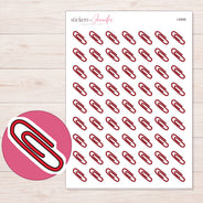 Paper Clip Planner Stickers | I-8896 — 5 × 7 inch sheet and enlarged sticker detail