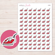 Red Clothes Iron Planner Stickers | I-8898 — 5 × 7 inch sheet and enlarged sticker detail