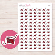 Red Crochet Project Planner Stickers | I-8907 — 5 × 7 inch sheet and enlarged sticker detail