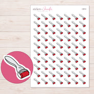 Red Derma Roller Planner Stickers | I-8914 — 5 × 7 inch sheet and enlarged sticker detail