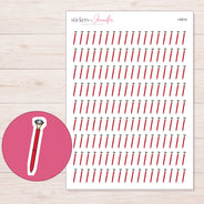 Red Diamond Pen Planner Stickers | I-8916 — 5 × 7 inch sheet and enlarged sticker detail
