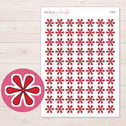 Red Doodle Asterisk Planner Stickers | I-8923 — 5 × 7 inch sheet and enlarged sticker detail