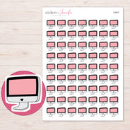 Pink Doodle Desktop Computer Planner Stickers | I-8927 — 5 × 7 inch sheet and enlarged sticker detail