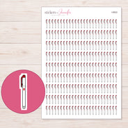 Pink Highlighter Pen Planner Stickers | I-8933 — 5 × 7 inch sheet and enlarged sticker detail
