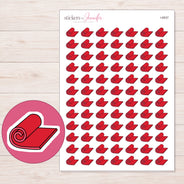 Red Yoga Mat Planner Stickers | I-8937 — 5 × 7 inch sheet and enlarged sticker detail