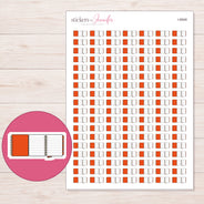 Orange Foldout Planner Planner Stickers | I-8948 — 5 × 7 inch sheet and enlarged sticker detail