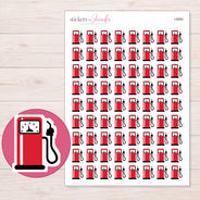 Red Gas Pump Planner Stickers | I-8960 — 5 × 7 inch sheet and enlarged sticker detail