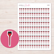 Red Hair Color Brush Planner Stickers | I-8968 — 5 × 7 inch sheet and enlarged sticker detail