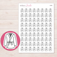 White Martial Arts Uniform Planner Stickers | I-8980 — 5 × 7 inch sheet and enlarged sticker detail